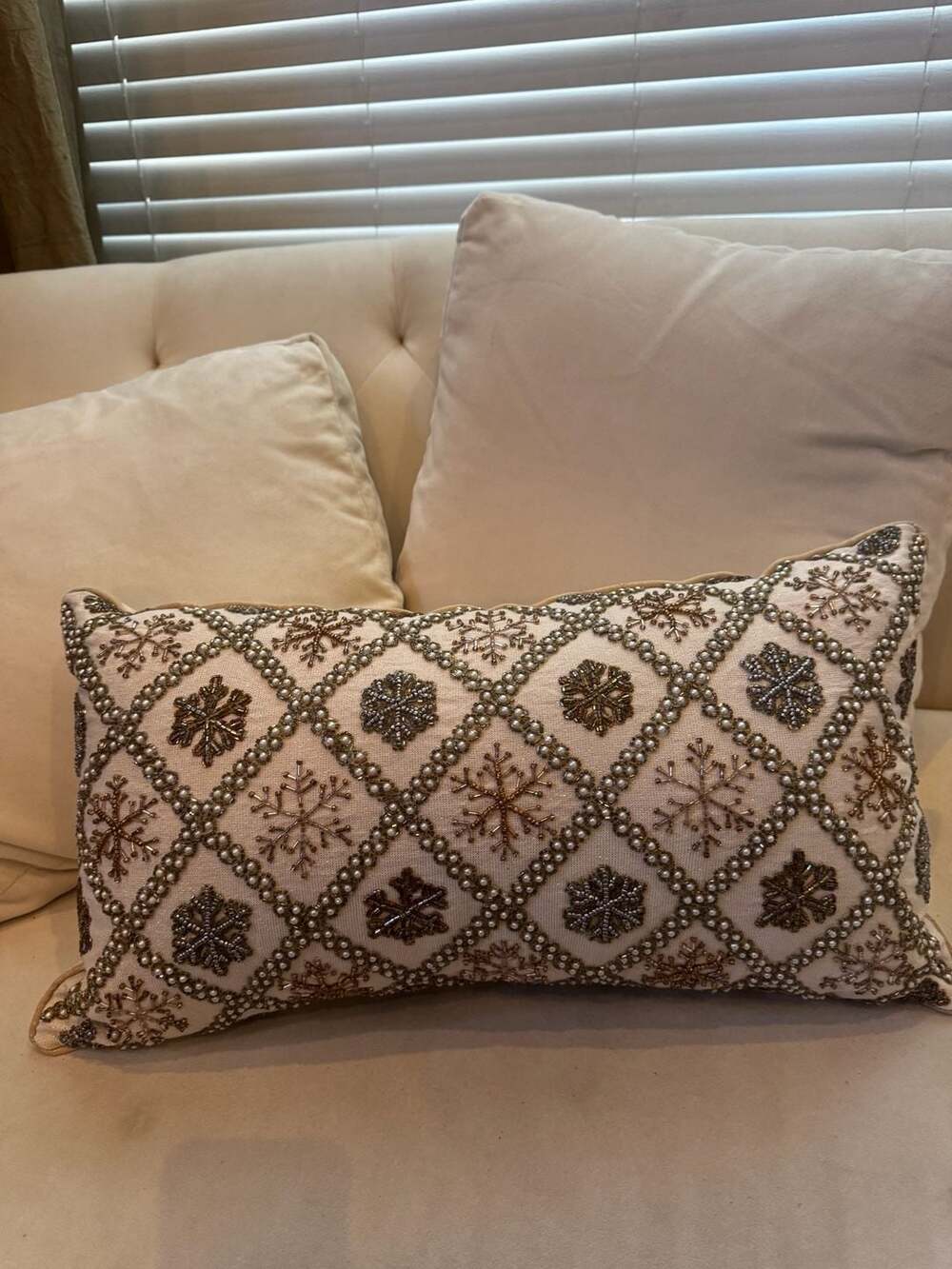 Borgata Baroque Fringe Throw Pillows Sequined & Beaded Accent Cushion